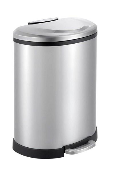 AKC D-Shape Stainless Steel Pedal Bin – 50L Large Capacity Trash Can with Soft-Close Lid Bin
