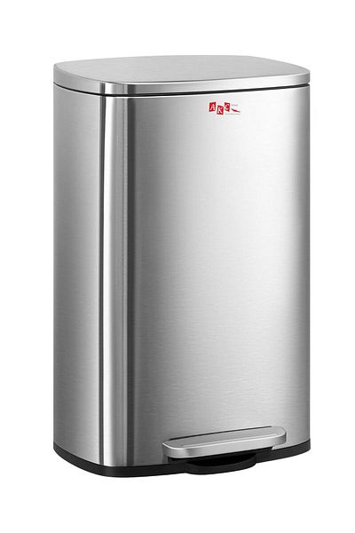 AKC Pedal Trash Can – 13 Gallon / 50l Stainless Steel Bin | Soft Close Lid, Step-on Foot Pedal Bin