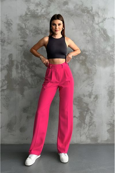Mogi Butik 3087 Double Crepe Lycra Velcro Closure Palazzo Women's Trousers