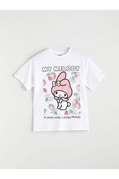 LC Waikiki White Crew Neck My Melody Printed Girl's T-Shirt