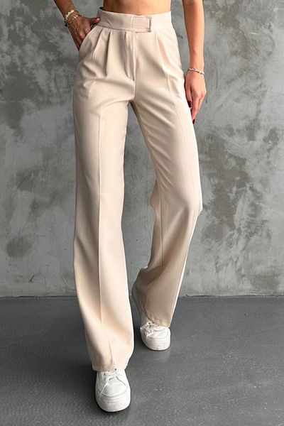 Mogi Butik 3087 Double Crepe Lycra Velcro Closure Palazzo Women's Trousers