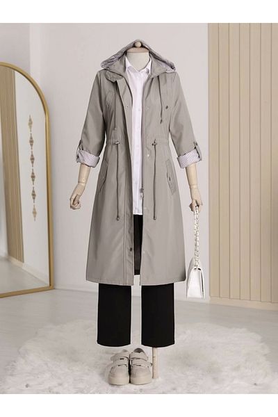 nedo7 Lined Trench Coat - Gray