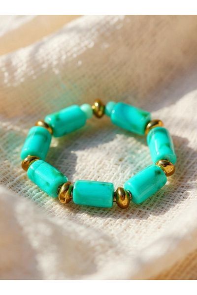 dela otantik Handmade Thick Acrylic Beaded Adjustable Bracelet – Authentic Bohemian Colorful Summer Style Bijoux Jewelry