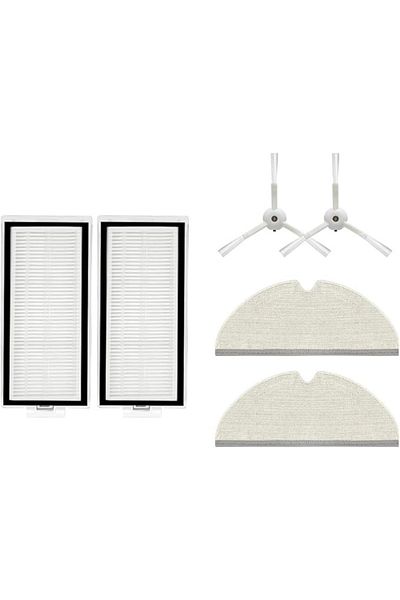 RotRever For Roborock Q8 Max,Q5 Max/Q8 Pro-Q5 Pro Compatible Hepa Filter,Brush,Mop Mop Set-White 6 Pieces
