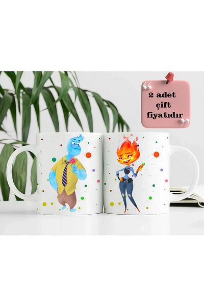 GünayStore Fire and Water Dear Friend Coffee Mug 2 Pieces 300 ml