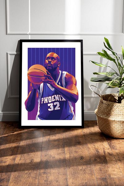 Saturn Pictură înrămată de Shaquille O'Neal - Pictură poster NBA de baschet