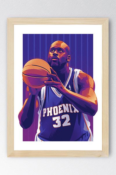Saturn Shaquille O'Neal Framed Painting - Basketball Nba Poster Painting