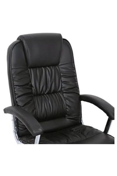 AWF AL WADI FURNITURE Cira Ergonomic High-Back Black Office Chair Soft PVC Fabric Cushion Computer Chair, Black