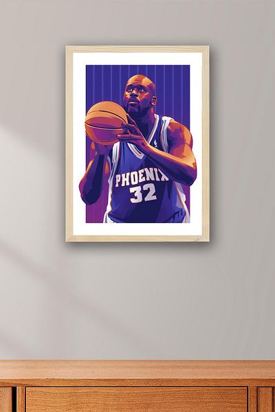 Saturn Shaquille O'Neal Framed Painting - Basketball Nba Poster Painting