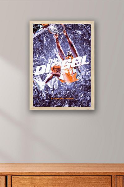Saturn Shaquille O'Neal Framed Painting - Basketball Nba Poster Painting