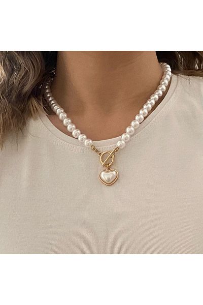 STEELMAKER JEWELRY مجموعة قلادة وسوار من اللؤلؤ الاصطناعي