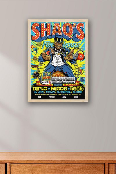 Saturn Pictură înrămată de Shaquille O'Neal - Pictură poster NBA de baschet