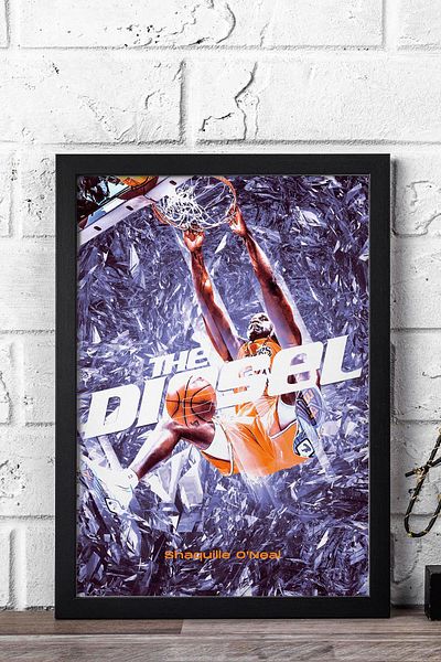 Saturn Pictură înrămată de Shaquille O'Neal - Pictură poster NBA de baschet