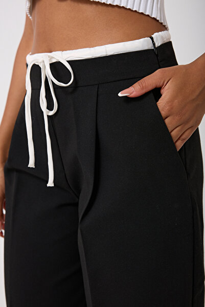 CESS ÇİFT BEL BANTLI GENİŞ KALIP YÜKSEK BEL WİDE LEG KADIN PANTOLON