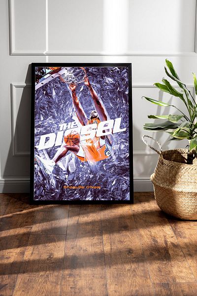 Saturn Pictură înrămată de Shaquille O'Neal - Pictură poster NBA de baschet