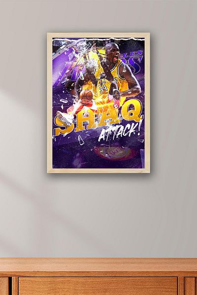 Saturn Pictură înrămată de Shaquille O'Neal - Pictură poster NBA Shaq Attack