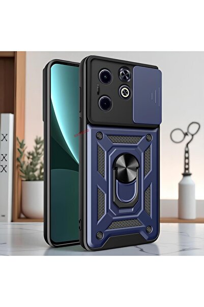 Hatreds İnfinix Smart 8 Kılıf Magnetik Standlı Sürgülü Kamera Korumalı TPU Ta...