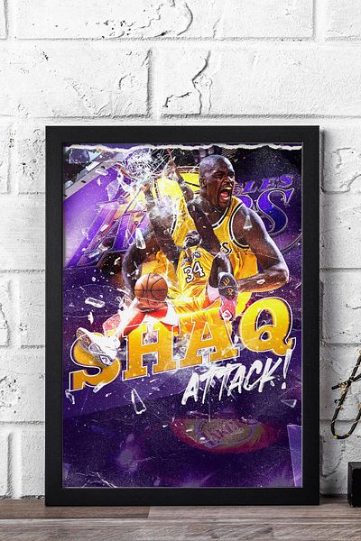 Saturn Shaquille O'Neal Framed Painting - Shaq Attack Nba Poster Painting