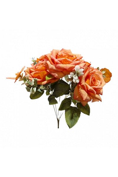 OEM Artificial Flowers, Roses, Bouquet Of 5 Stems, 40 Cm, Orange