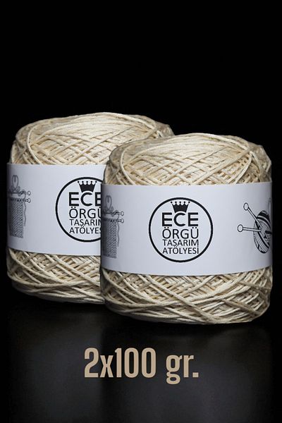Ece Örgü Tasarım Atölyesi Χρώμα χαρτιού εφημερίδας, πλεκτό σχοινί χειρός από μπαμπού βαμβάκι. (200 γρ.)