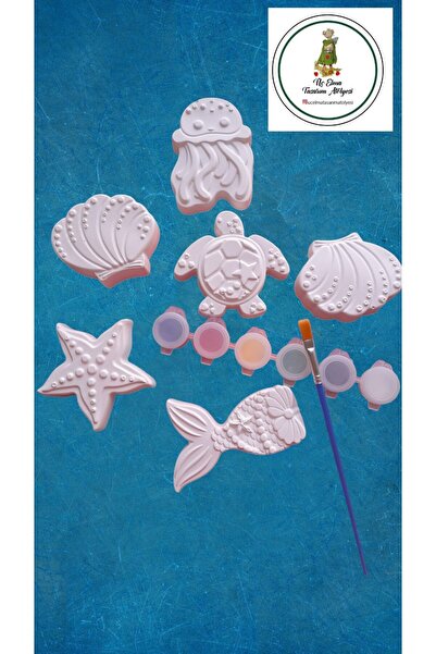 tasarımhikayecisi 3 Elma Tasarım Atölyesi Deniz Canlıları Mega Boy 6'lı Taş B...