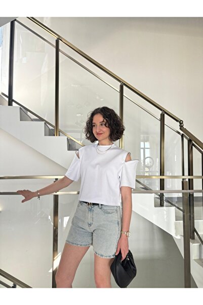 Sude Kızanlıklı Μπλουζάκι με φερμουάρ και υφή τοκ