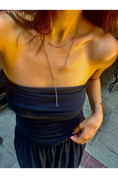 Hoop jewelery Steel Heart Chain Y Necklace
