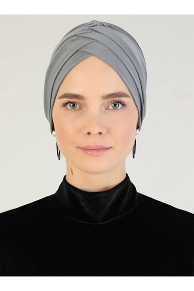 Mervin Şal 3-Stripe Jersey Viscose Ready Turban Gray