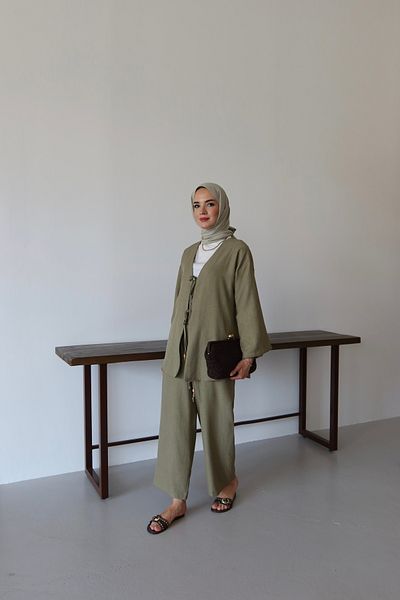 MOONSC Kimino Suit with Hijab Pants Khaki