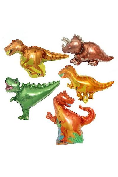 OEM Set of 10 foil balloons with self-sealing valve, 35 cm, dinosaurs