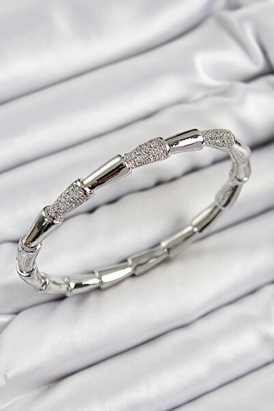 Epilons سوار نسائي من النحاس والزركون موديل كوندوز باللون الفضي - TJ-BB7340 Z...