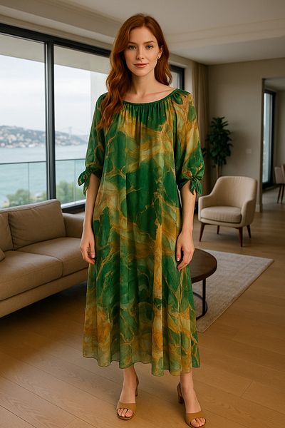Cb Made In Italy 100% Italian Silk One Size Dress – Size 38-44 Fit