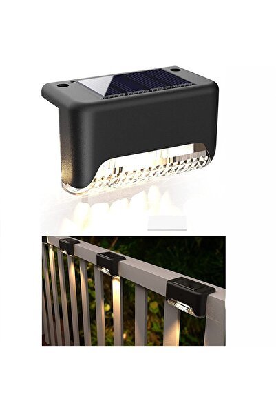 RMSGRUP 4 Adet L Solar Led Güneş Enerjili Su Geçirmez Köşebent Led Işık Merdiven Veranda Bahçe Aydınlatma