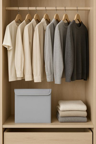 aydev home collection Gray Color Covered Wardrobe Laundry Toy Organizer Folding Storage Box 30X30X30 cm