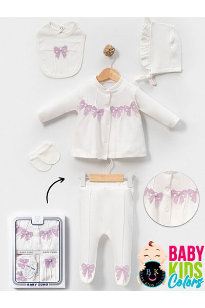 baby kids colors Boxed - Girl Newborn Clothes 5-Piece Hospital Discharge Sets 100% Cotton with Pearls