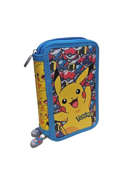 Pokemon Pencil Case With Three Compartments, Equipped, 43 Pieces, Multicolor, Happy, Pokémon
