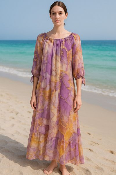 Cb Made In Italy 100% Italian Silk One Size Dress – Size 38-44 Fit