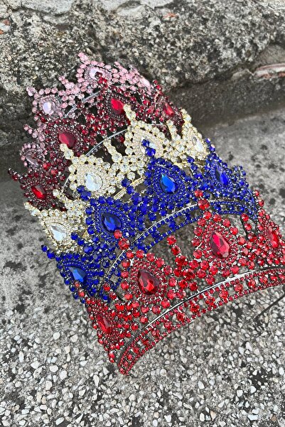 Hobigram Eveline Pink Crown Three Shuttle Earring Set – Henna Engagement Wedding Evening Dress Accessory Set