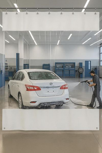 size ne lazım 0.80mm Transparent Auto Service and Wash Partition Curtain 12 Colors Height 250cm X Width 450cm