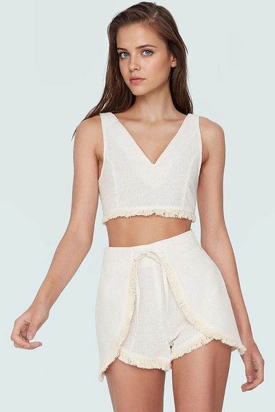 PayBuy Summer Linen Look V Neck Blouse Shorts Set Ideal for Beach High Quality Professional Look