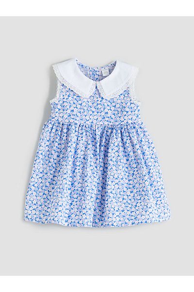 LC Waikiki Green Linen Blend Floral Girl's Dress