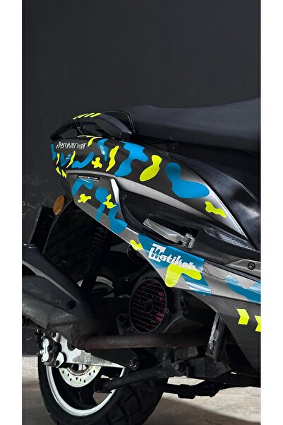Motiker RKS NEWLIGHT Kamuflaj Kaplama Sticker Etiket Modeli Neon Sarı Turkuaz
