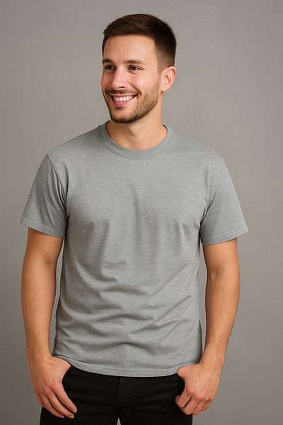 BYBÜLENT Ανδρικό μπλουζάκι Casual Cut Grey Basic T-shirt