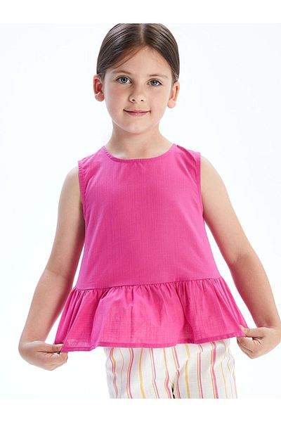 LC Waikiki New Season Regular Fit Poplin Flounce Girls Blouse - S5Hy65Z1
