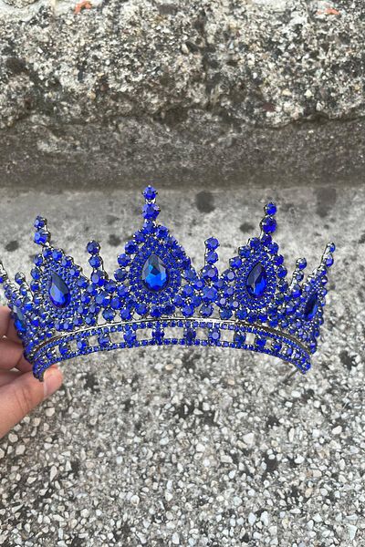 Hobigram Eveline Saks Blue Princess Crown – Sparkling Bridal Wedding Evening Dress for Sparkling Crown Model