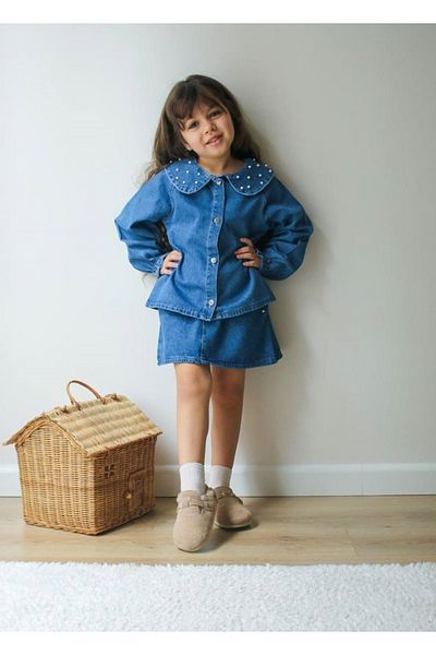 Mywkids Pearl Detail Girl's Denim Suit Premium Special Series