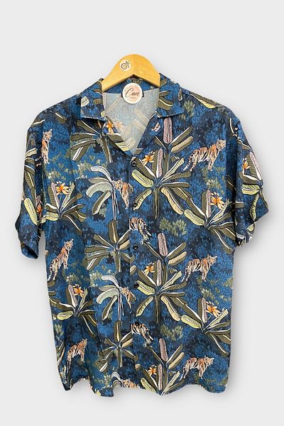 CANMODA Jungle Stalker - Τροπικό πουκάμισο με χαλαρή εφαρμογή - Navy Blue - TH344