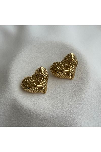 Arye Aksesuar Vintage Heart Steel Earrings