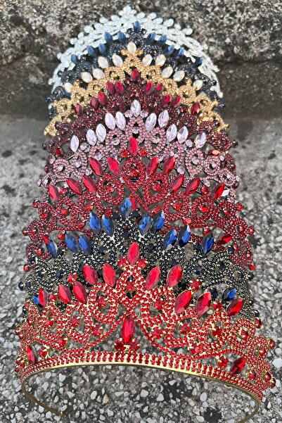 Hobigram Grace Pink Crown – Sparkling Stone Bridal Henna Crown, Wedding Evening Dress Accessory Model