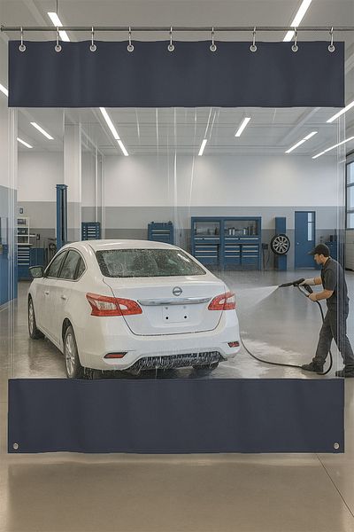 size ne lazım 0.80mm Transparent Auto Service and Wash Partition Curtain 12 Colors Height 250cm X Width 450cm